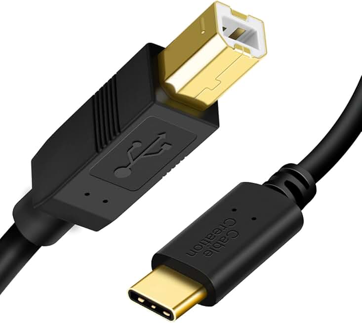 USB B to USB C Printer Cable, 6.6 ft, 10-pack
