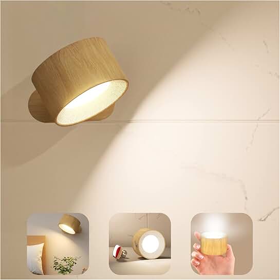 Rechargeable LED Wall Sconce with 3 Colors and Brightness Levels