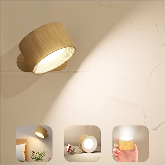 Rechargeable LED Wall Sconce with 3 Colors and Brightness Levels