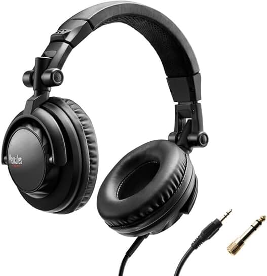 Closed-back DJ headphones with soft padding and rotating earcups