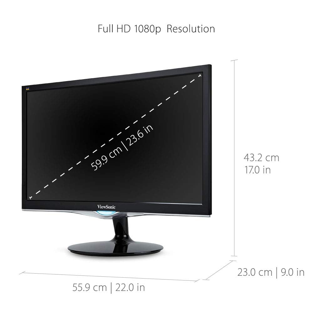 VX2452MH 24 Inch 2ms 60Hz 1080p Gaming Monitor with HDMI DVI and VGA inputs, Black
