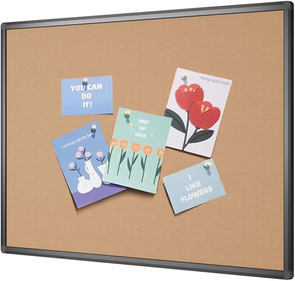 Cork Notice Board, 36 x 24 Inches with Black Frame
