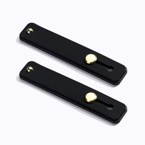 Two Black Phone Grip Straps for Smartphones