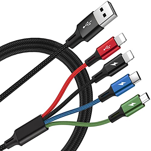 Multi Charger Cable 3.5A, 2 Pack, 6Ft, 4-in-1 USB Charging Cable