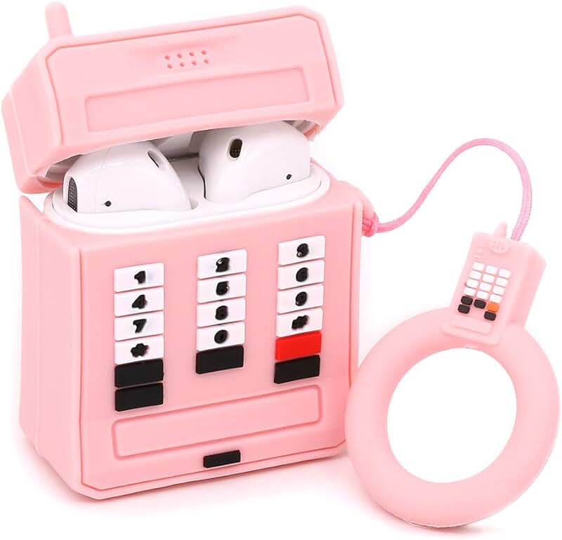 Pink Cartoon Airpods Case with Keychain