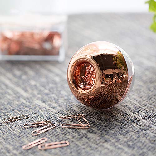 Round Rose Gold Paper Clips in Holder, 100 Pack