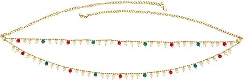 Multicolor Faux Pearl Belly Chain with Metal Beads