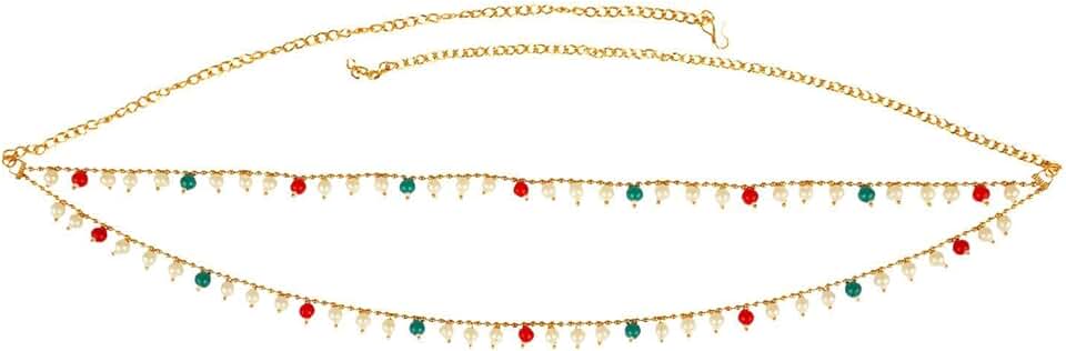 Multicolor Faux Pearl Belly Chain with Metal Beads