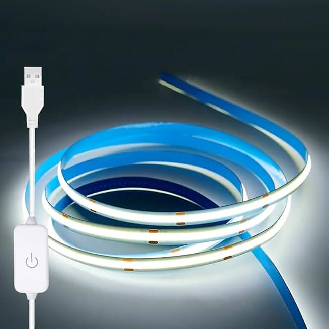 White 5V USB LED Light Strip, 3.28ft for TV and Shelves