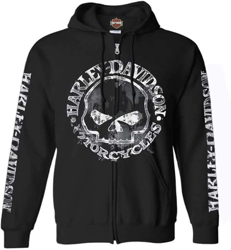 Men's Black Zippered Sweatshirt with Skull Design