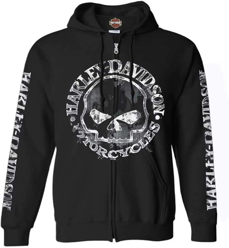 Men's Black Zippered Sweatshirt with Skull Design