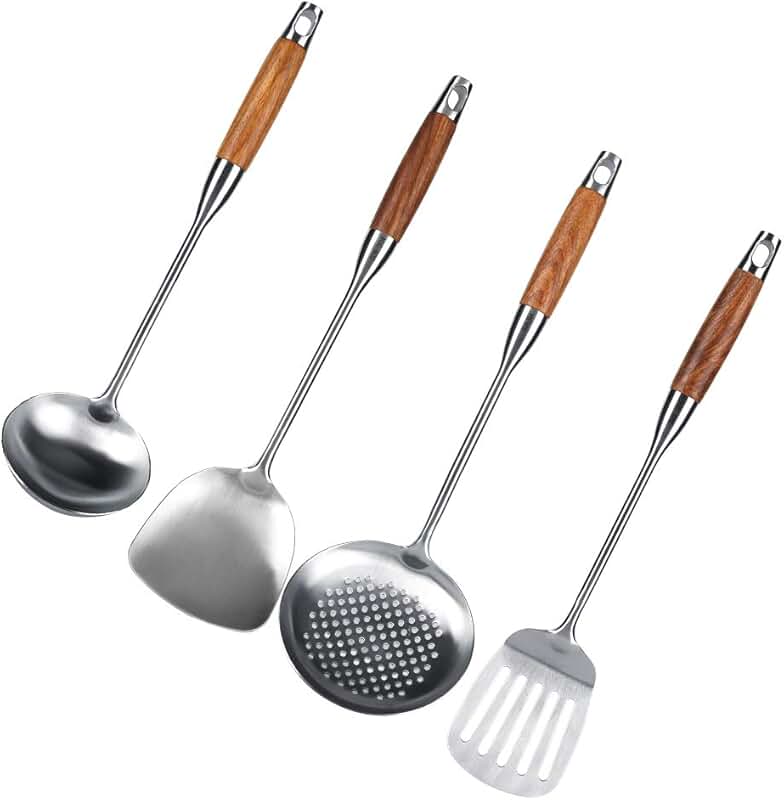 Stainless Steel and Rosewood Cookware Set for Kitchen
