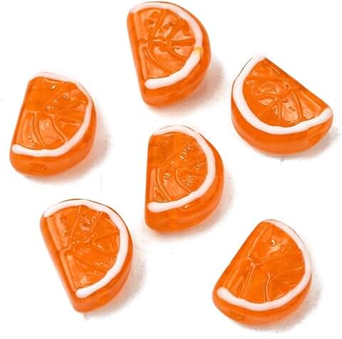20 Orange Fruit Beads for Jewelry and Crafts