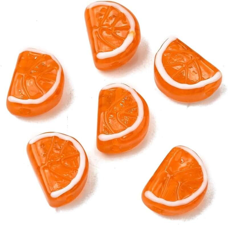 20 Orange Fruit Beads for Jewelry and Crafts