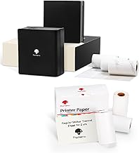 Black Pocket Printer with 6 Rolls Sticker Paper