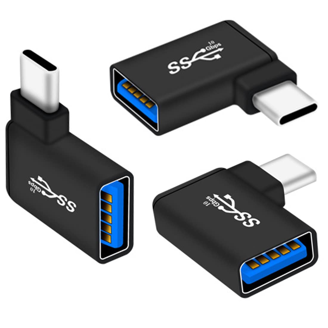 USB C to USB 3.0 Adapter 90 Degree 3 Pack