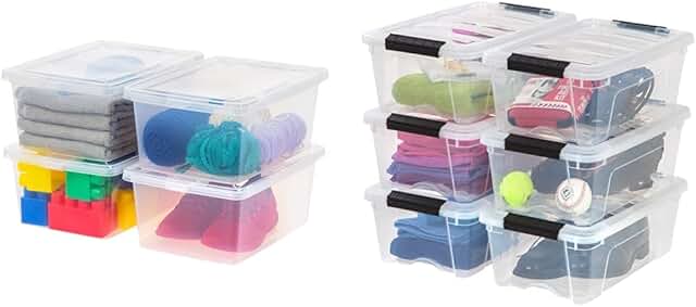 17-Quart and 12-Quart Stackable Plastic Storage Bins with Lids