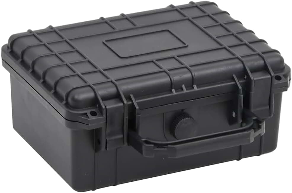 Portable black flight case for camera and optic accessories