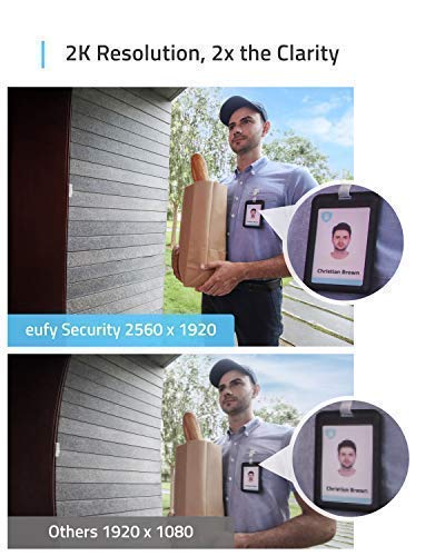 , Wi-Fi Video Doorbell, 2K Resolution, No Monthly Fees, Local Storage, Human Detection, with Wi-Fi Chime-Requires Existing Doorbell Wires and Installation Experience, 16-24 VAC, 30 VA