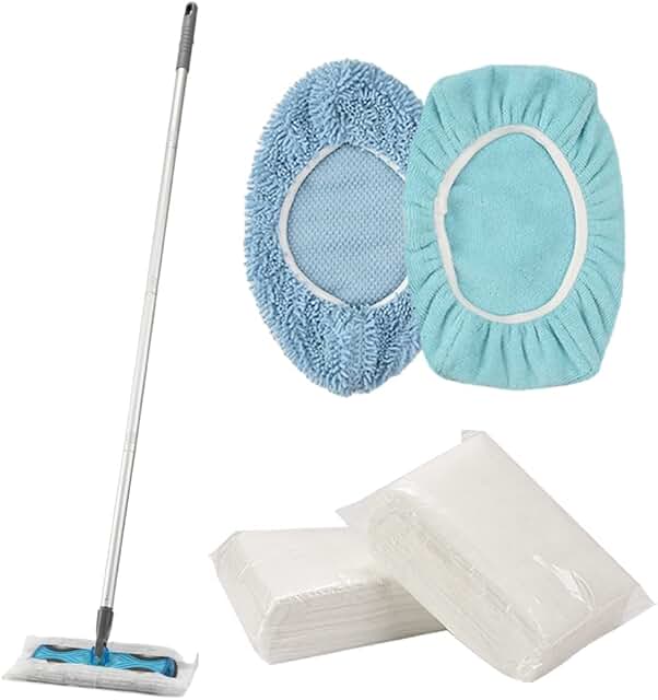 Small Sweeping Flat Mop Kit with Microfiber Pads and Disposable Cloths