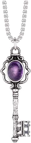 Gothic Crystal Key Pendant Necklace for Women and Men