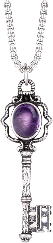 Gothic Crystal Key Pendant Necklace for Women and Men