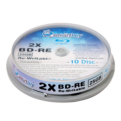 10 Pack 2X 25GB Blue Blu-ray BD-RE Rewritable Branded Logo Blank Bluray Disc