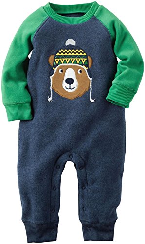 Carter s Baby Boys  1 Piece Footies and Rompers, Blue Green Bear, 3 Months