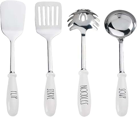 Stainless Steel Cooking Utensil Set with Heat-Resistant Handles