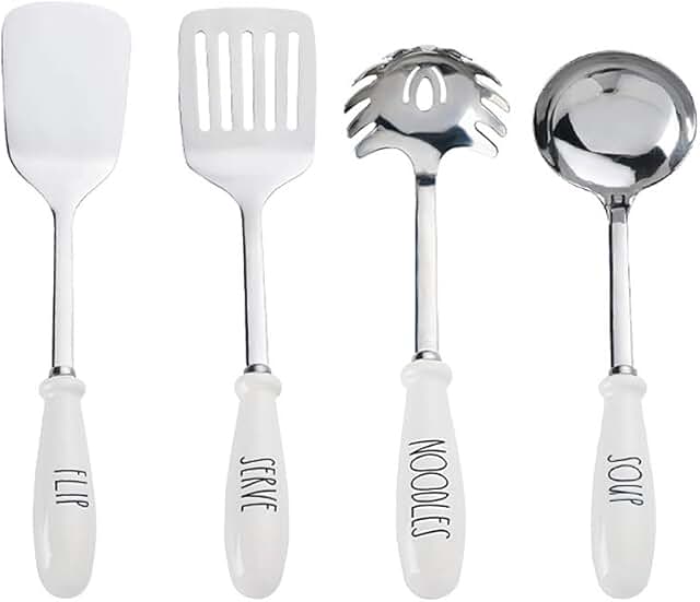 Stainless Steel Cooking Utensil Set with Heat-Resistant Handles