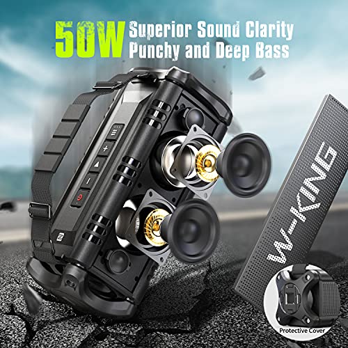 Bluetooth Speaker, 50W Powerful Bluetooth Speaker Loud IPX6 Waterproof, Large Outdoor Portable Speaker Wireless for Deep Bass/Bluetooth 5.0/Power Bank/30H Playtime/TF-Card/AUX/NFC/EQ