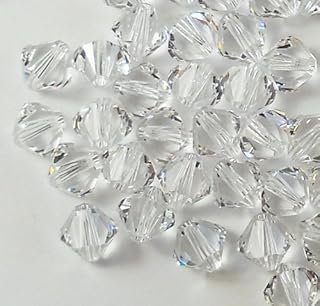 144 Clear 4mm Bicone Beads for Jewelry Making