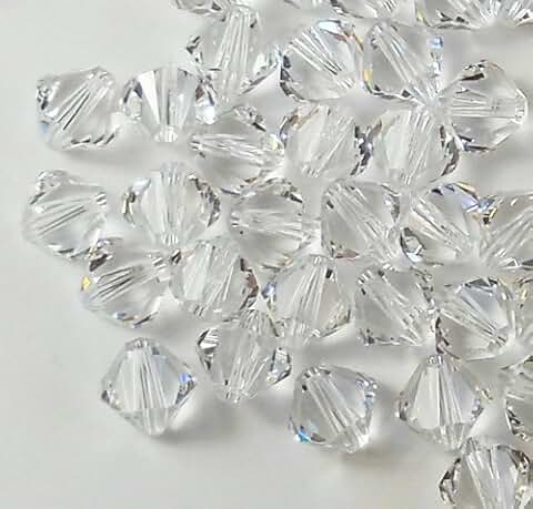 144 Clear 4mm Bicone Beads for Jewelry Making