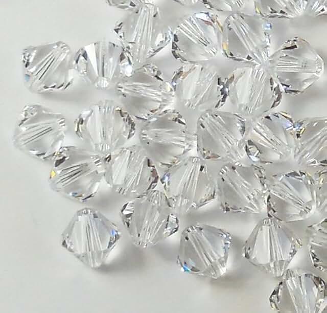 144 Clear 4mm Bicone Beads for Jewelry Making