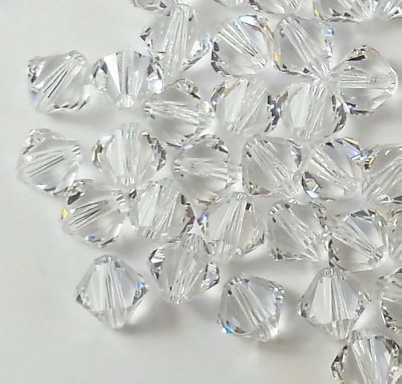 144 Clear 4mm Bicone Beads for Jewelry Making