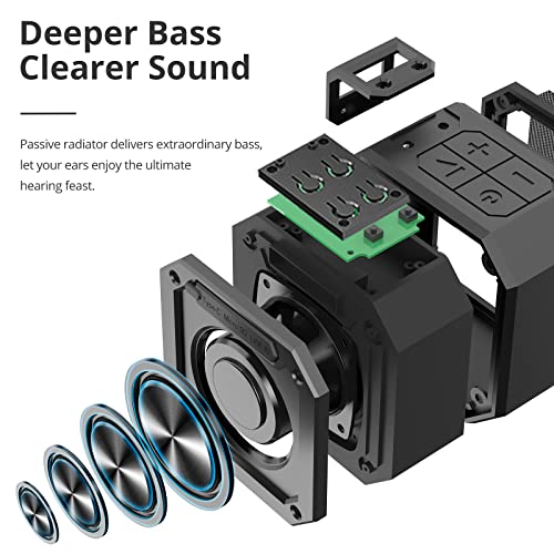 Waterproof Bluetooth Speaker, Groove(Force Mini) Wireless Outdoor Mini 10W Portable Bluetooth Speakers, Bluetooth 5.0, IPX7 Waterproof, 24H Playtime, Built in mic, Support Micro SD/TF Card