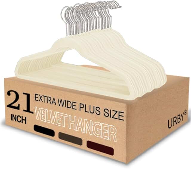 Extra Wide Velvet Hangers for Plus Size Clothes, 24 Pack