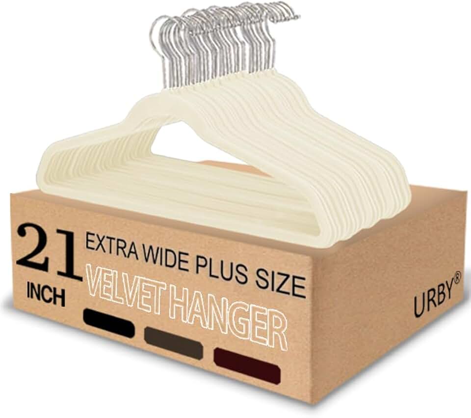 Extra Wide Velvet Hangers for Plus Size Clothes, 24 Pack