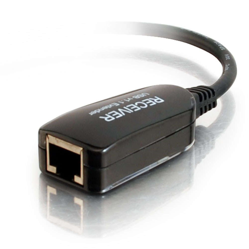 USB Extender, Dongle, USB 1.1 over Cat5, SuperBooster Extender, RJ45 Female to USB B Male Receiver, Black, Cables to Go 29353