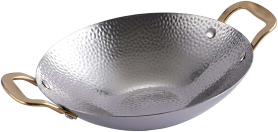 Hammered Stainless Steel Double Handle Ramen Pan