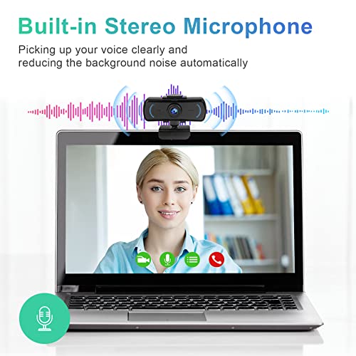 HD Webcam USB Webcam 1080p 30fps Web Cam Video Camera Clear Stereo Audio HD Light Correction Plug and Play for PC/Laptop/MacBook/Computer
