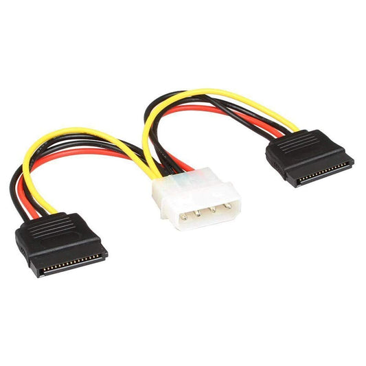 (5-Pack) Molex to SATA Power Cable Splitter Adapter Extension, 8" 20cm 18AWG
