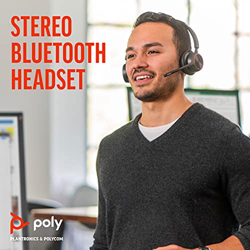 '- Voyager 4320 UC Wireless Headset + Charge Stand (Plantronics) - Headphones w/Mic - Connect to PC/Mac via USB-C Bluetooth Adapter, Black, 218479-02