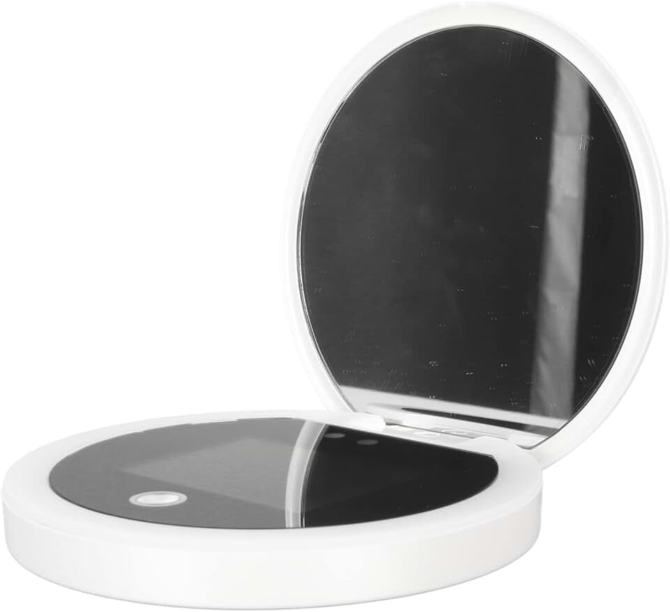 Portable 2X Magnification Makeup Mirror with LED Light