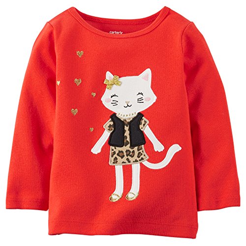 Baby Girl's Leopard Applique Tee (3m, Red)