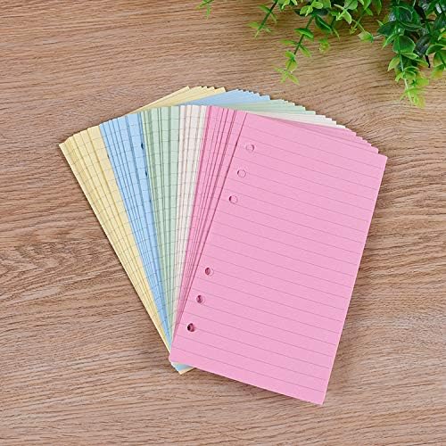 Colorful 6-Hole Ruled Refills for Personal Organizer, 100 Sheets