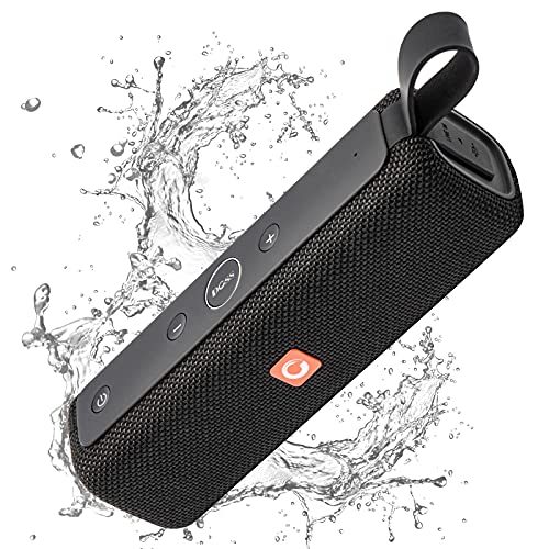 Bluetooth Speaker, E-go II Portable Bluetooth Speaker with 12W Superior Sound and Bass, IPX6 Waterproof, Built-in Mic, 12H Playtime, Wireless Speaker for Home, Beach, Outdoor and Travel - Black