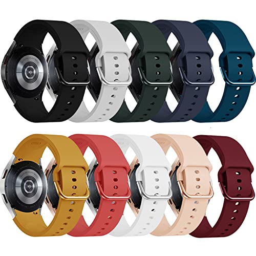 10 Pack Bands Compatible for Samsung Galaxy Watch 5 Galaxy Watch 4 40mm 44mm / Galaxy Watch 4 Classic 42mm 46mm Band, Silicone Strap with Colorful Bucklefor Galaxy Watch 5 Pro 45mm Women Men