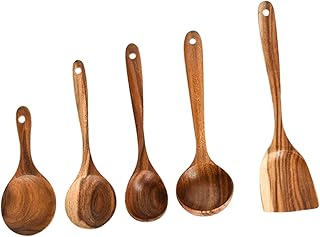 Wooden Kitchen Utensil Set with Spoons and Spatula