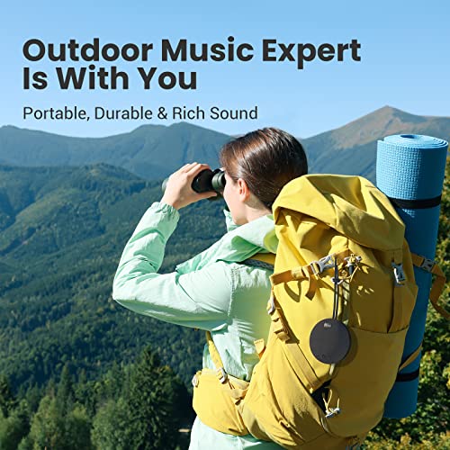 Portable Bluetooth Speakers, IPX7 Waterproof Bluetooth Speaker, Outdoor Mini Speaker with HD Stereo Bass Sound, Bluetooth 5.0 Dual Paring, 10H Playtime, Support AUX, Suitable for Home Outdoor (Black)